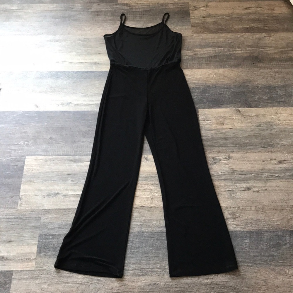 Mesh Top Black Jumpsuit